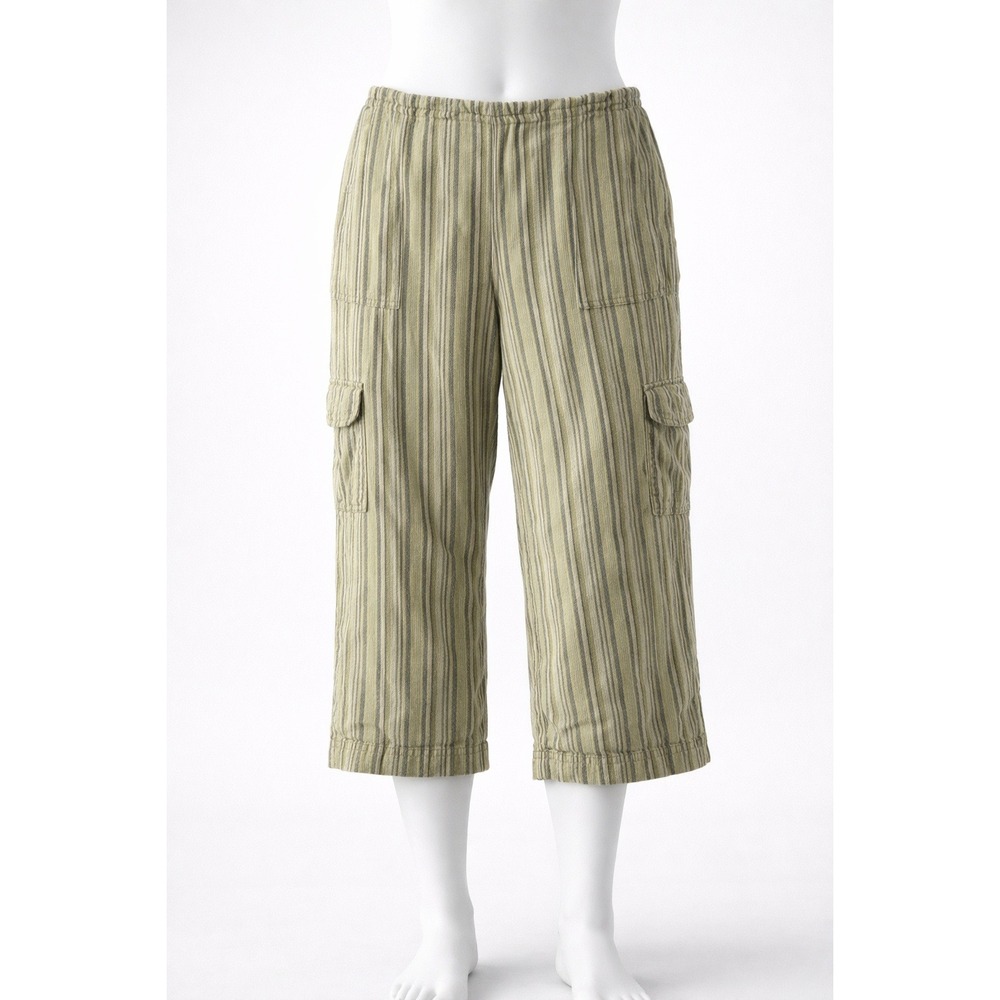 White Stag Olive Green Striped Cargo Capris